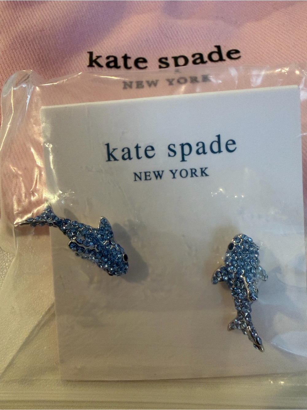 Kate spade navy crystal dolphins earrings